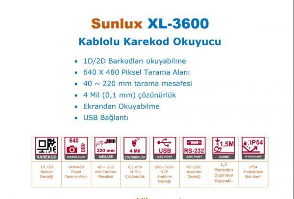 QR Karekod okuyucu Sunlux XL3600 2D barkod / USB HES kodu okuyucu - Görsel 3